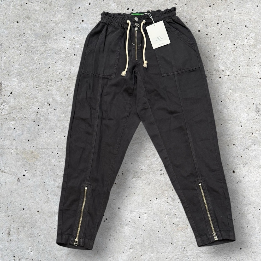Free People X Sandrine Rose Zip Front Cargo Pants in Black 27 NWT